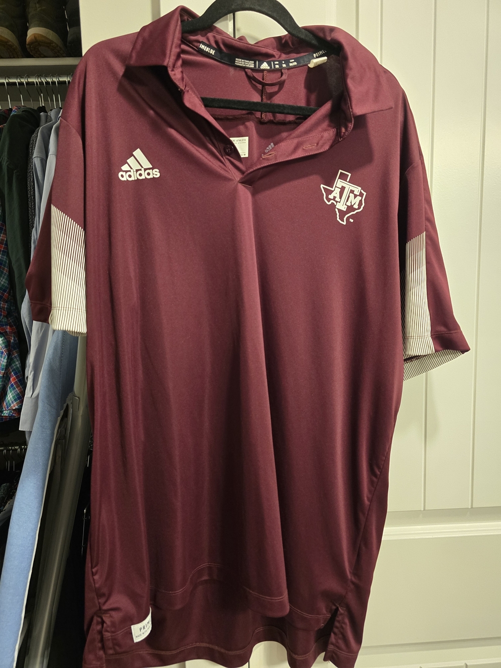 adidas Texas A&M Aggies Maroon Men's Polo with White Accents